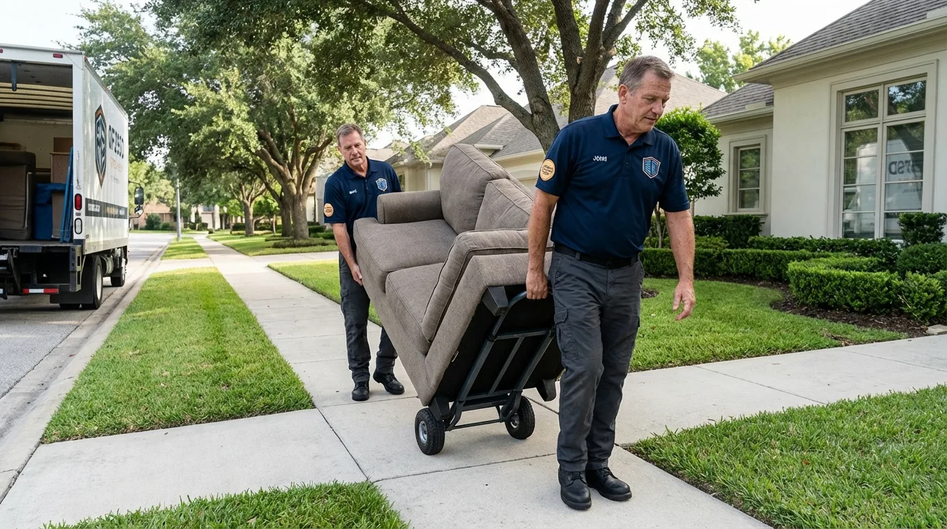 Local residential moving crew loading furniture in Syosset, NY